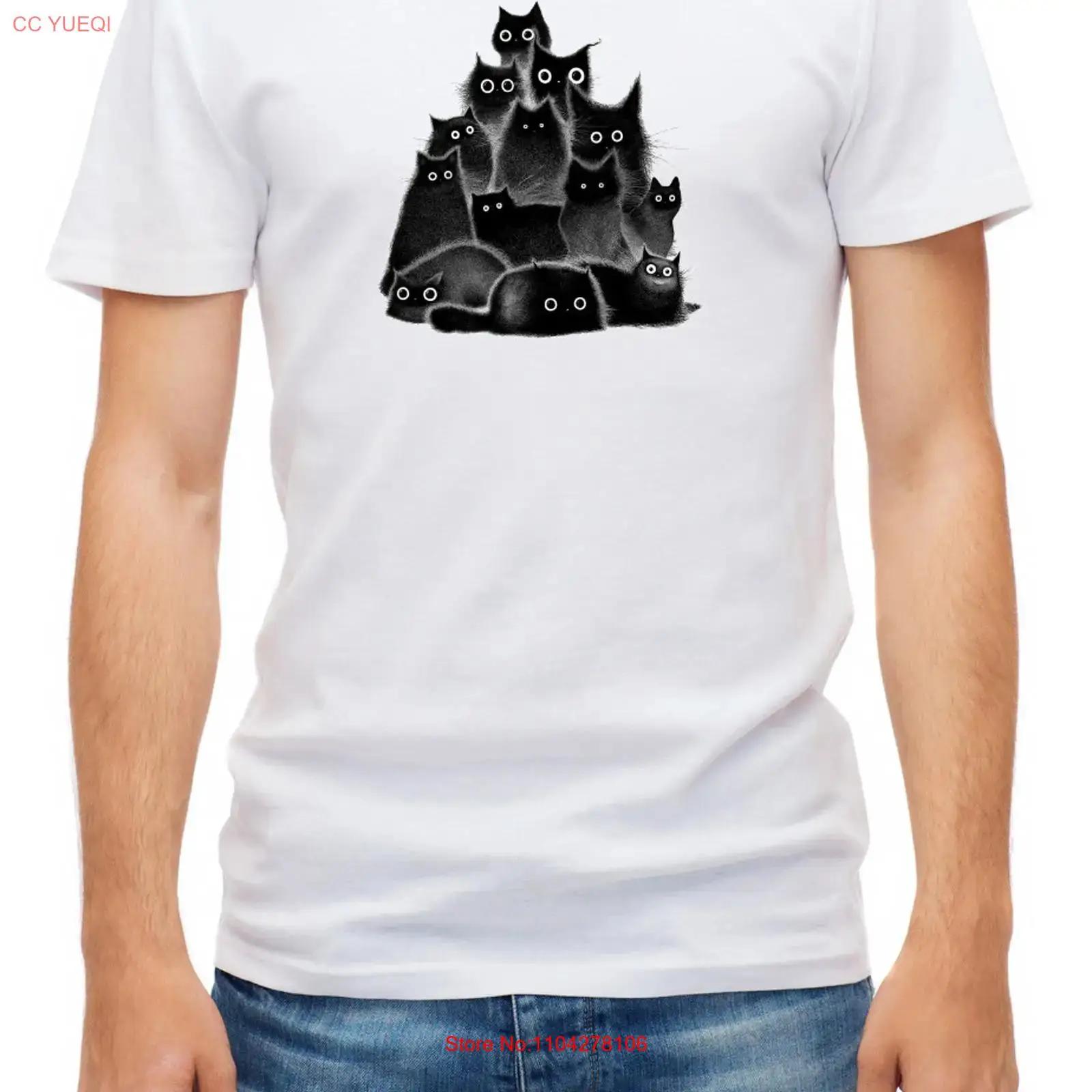 

Black Cat Funny Family Animal White Men s T Shirt D353 vintage Washed Slightly Casual Top For Everyday Wear Versatile 5XL різнокольоровий