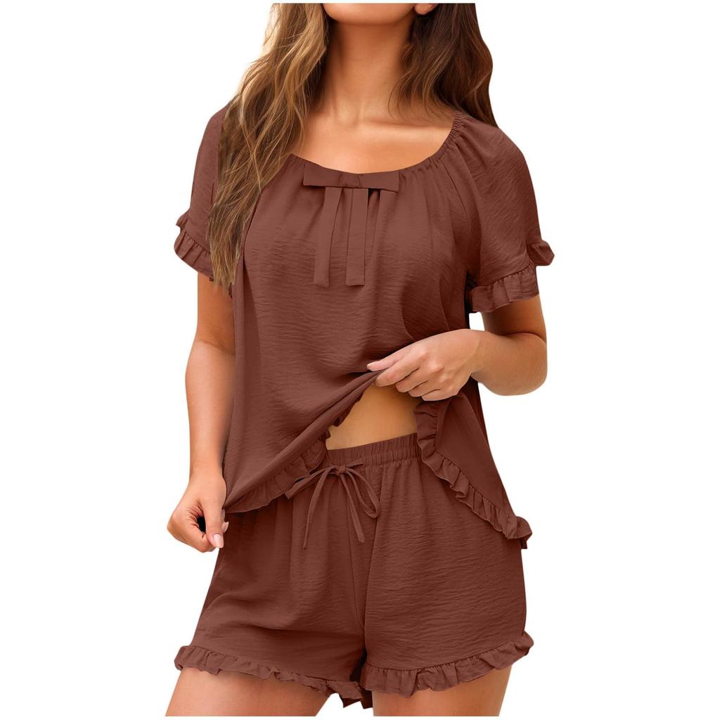 Women's Fashionable Loose-Fit Short-Sleeve Top + Shorts Casual Two-Piece Set