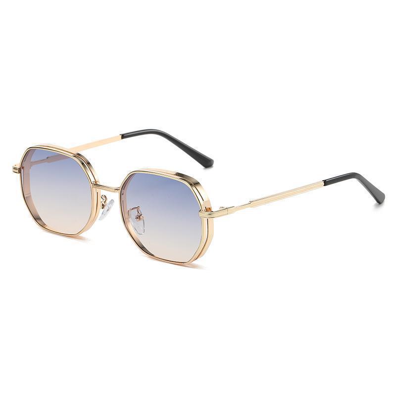 1pc Metal Fashion Round Men's Sunglasses Outdoor Driving Driving Fishing Gradient Sunglasses Women's Sunglasses