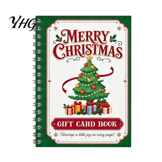 Álbum de Recortes Regalo Personalizado Libro de Tarjetas de Regalo de Navidad, 7" x 5" Encuadernación en Espiral Merry para Folleto de Tarjetas, Álbum de Felicitaciones, Suministros para Fiestas de Navidad Único DIY