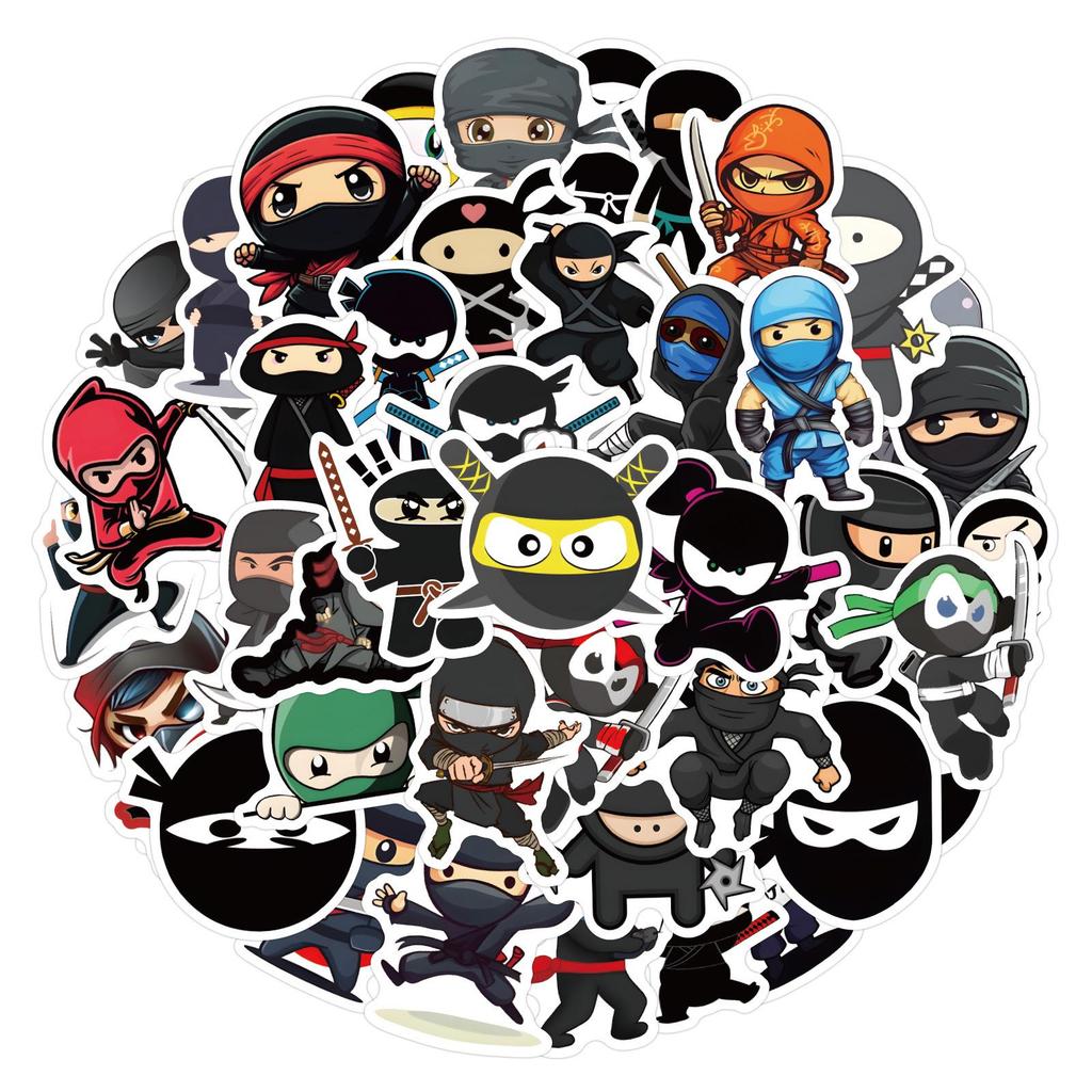 60 Cartoon Ninja Graffiti Stickers voor Doe-het-zelf Decoratie – Waterdicht voor Bekers & Skateboards