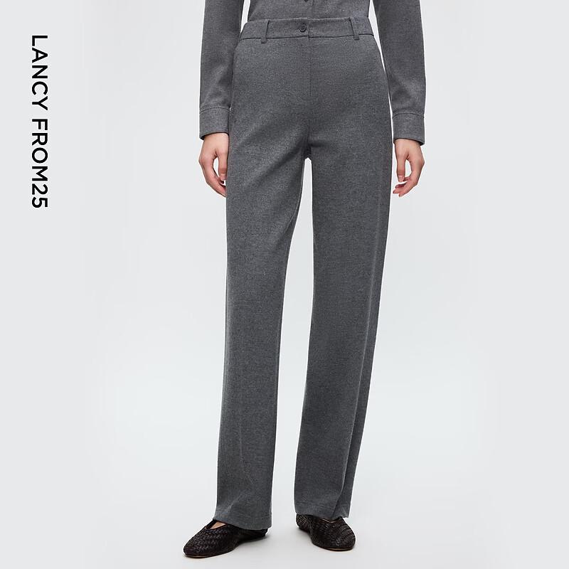 Langzi Women's Wool Blend Straight-Leg Commuter Trousers