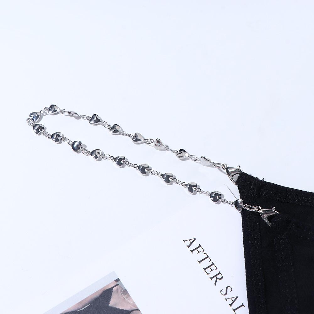 Hollow Bandage Chain Decoration Metal Chain Briefs Women Intimates See-through Thong Sexy Panties