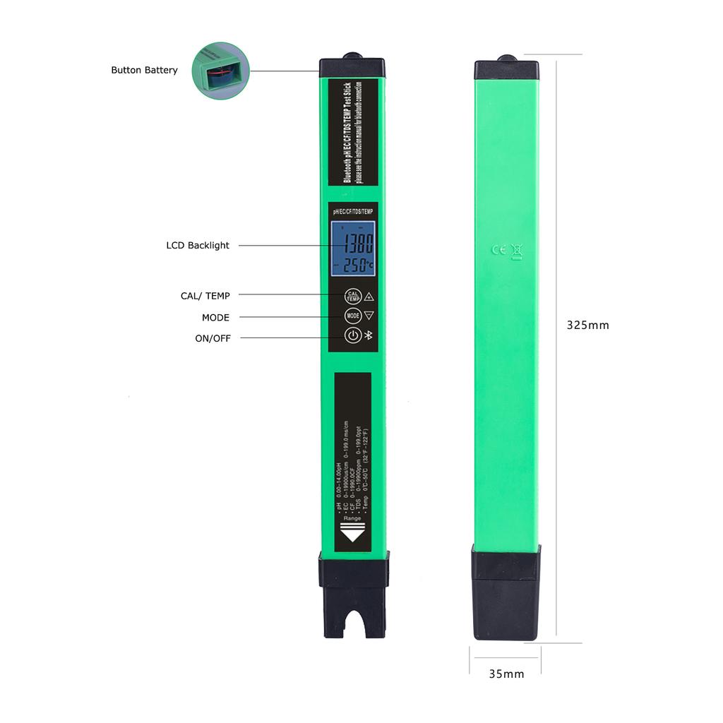 5-in-1 Digital pH Meter Water Quality Tester Smart   pHCelsiusECCelsius CelsiusCFCelsiusTemp Tester for Drinking Water Hydroponics Aquarium