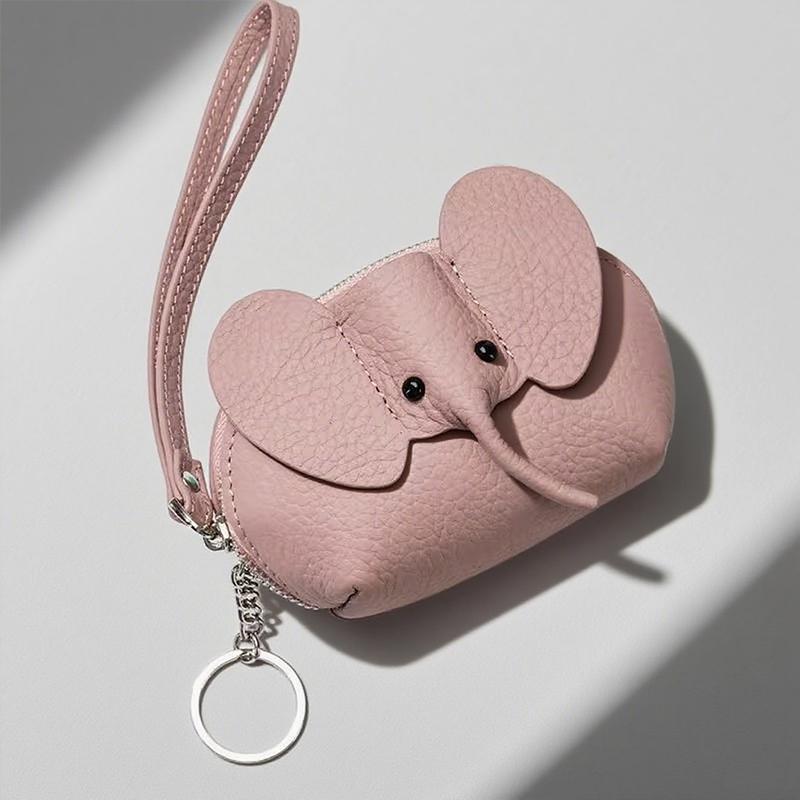 PU-Leder Baby Elefant Münzbörse Damen Tasche Anhänger Kreativer Kartenhalter Aufbewahrung Lippenstift Umschlag Reißverschluss Geldbörse