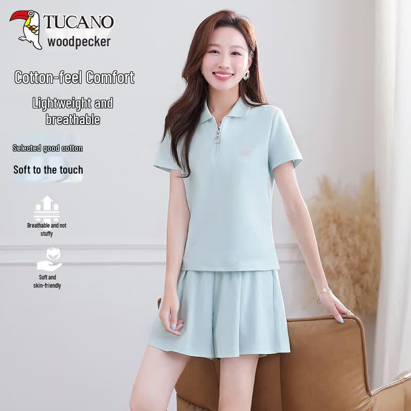 TUCANO Women s Summer Polo Shirt & Shorts Set XL аква голубой