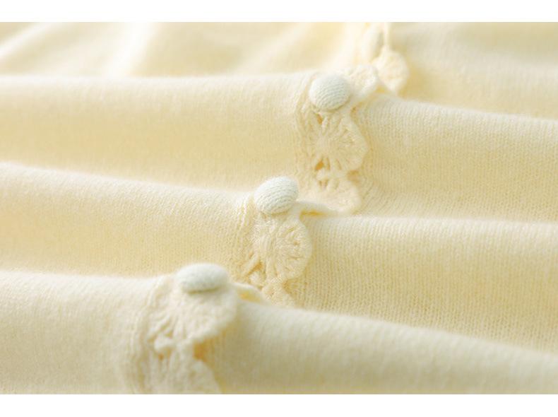 Women's Chic Wool Cardigan Jacket, New Style, Hooded, Long Sleeve with Lace Trim, Versatile Knit Sweater