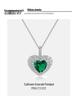 S925 Silver Lab-Grown Emerald Heart Pendant: Retro European-American Style Necklace for Women