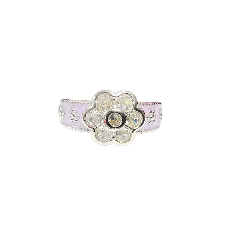 Exquisite Enamel Oil Drop Flower Butterfly Open Ring Zircon Light Luxury High-End Sense Niche Design Ring