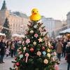 Yousheng Christmas Duck Tree Topper Yellow Duck Figurine with Spring Xmas Tree Top Decoration for Indoor Outdoor Holiday Party Decor