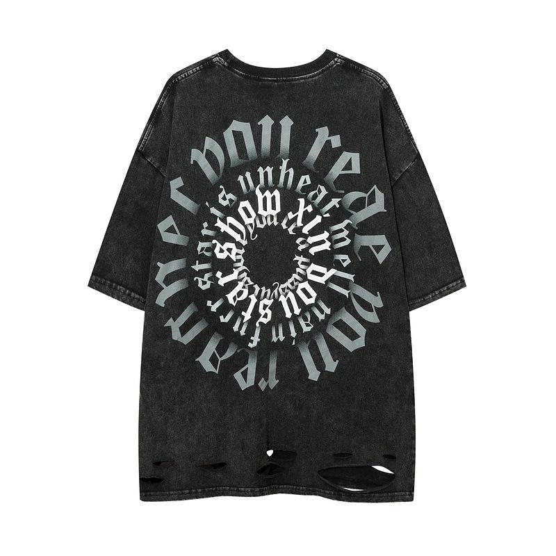 

Летние футболки с коротким рукавом и узором «Цепочка любви» для мужчин в уличном стиле, повседневные потертые футболки с круглым вырезом Y2K 6XL