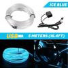 5M Ice Blue LED Car Interior Decor Atmosphere Strip Wire Light Lamp Accessories