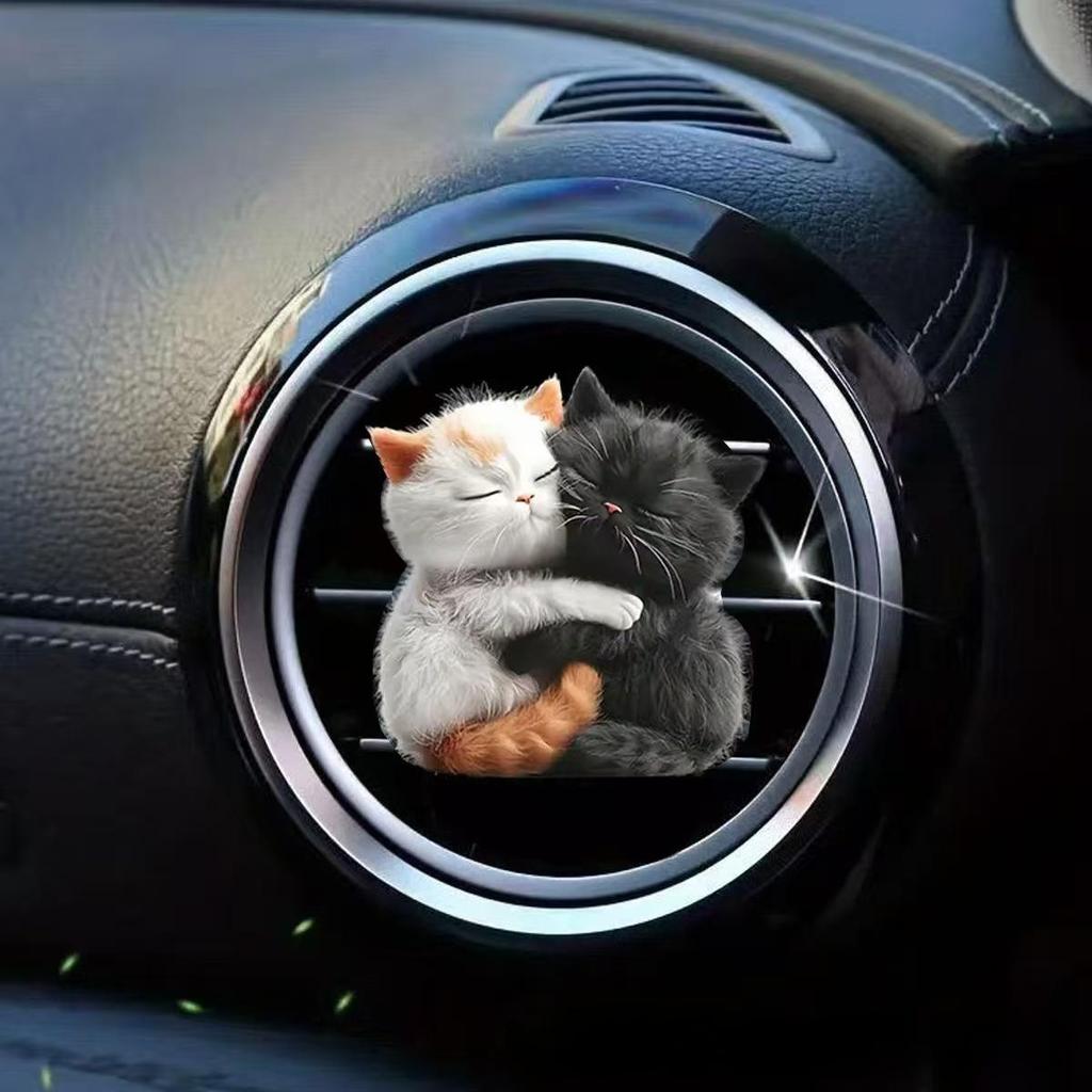 Cute Cuddle Cat Car Air Freshener Clip Auto Air Vent Perfume Diffuser Car Interior Aromatherapy Vent Decoration