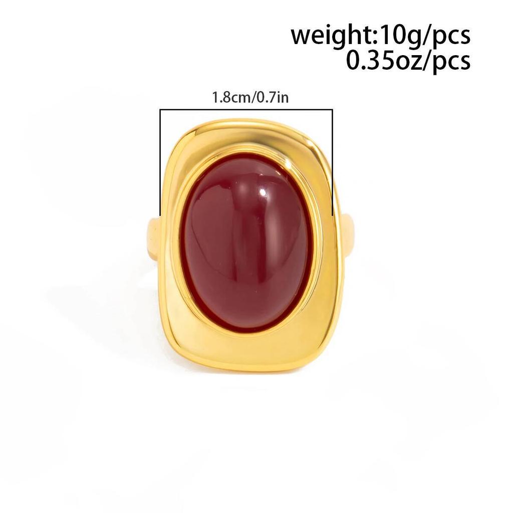 Ingemark Vintage Red Resin Acrylic Oval Open Knuckle Rings Women 2026 New Charm Geometric Metal Joint Ring Party Jewelry Gifts