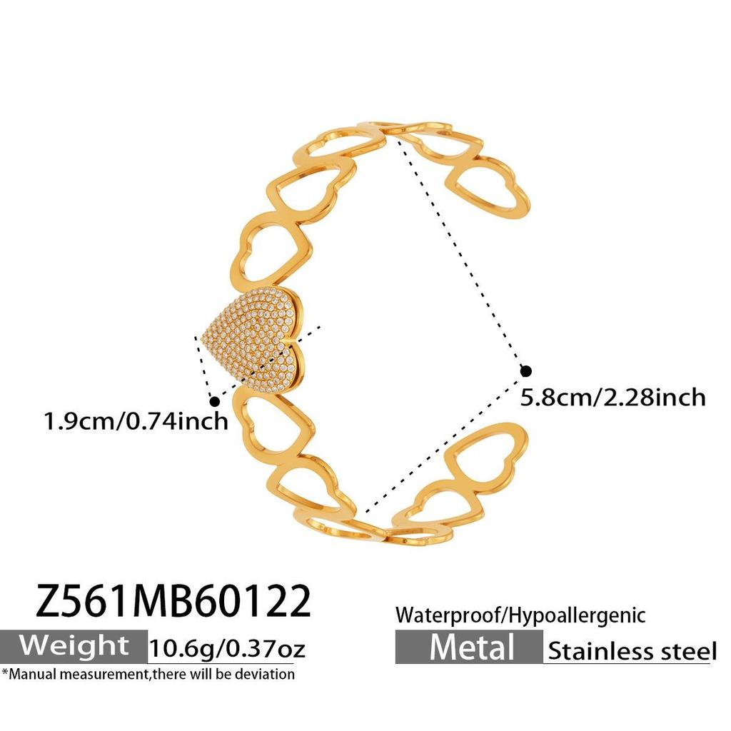 Stylish Stainless Steel Bracelet with Enamel Design and Zirconium Accent