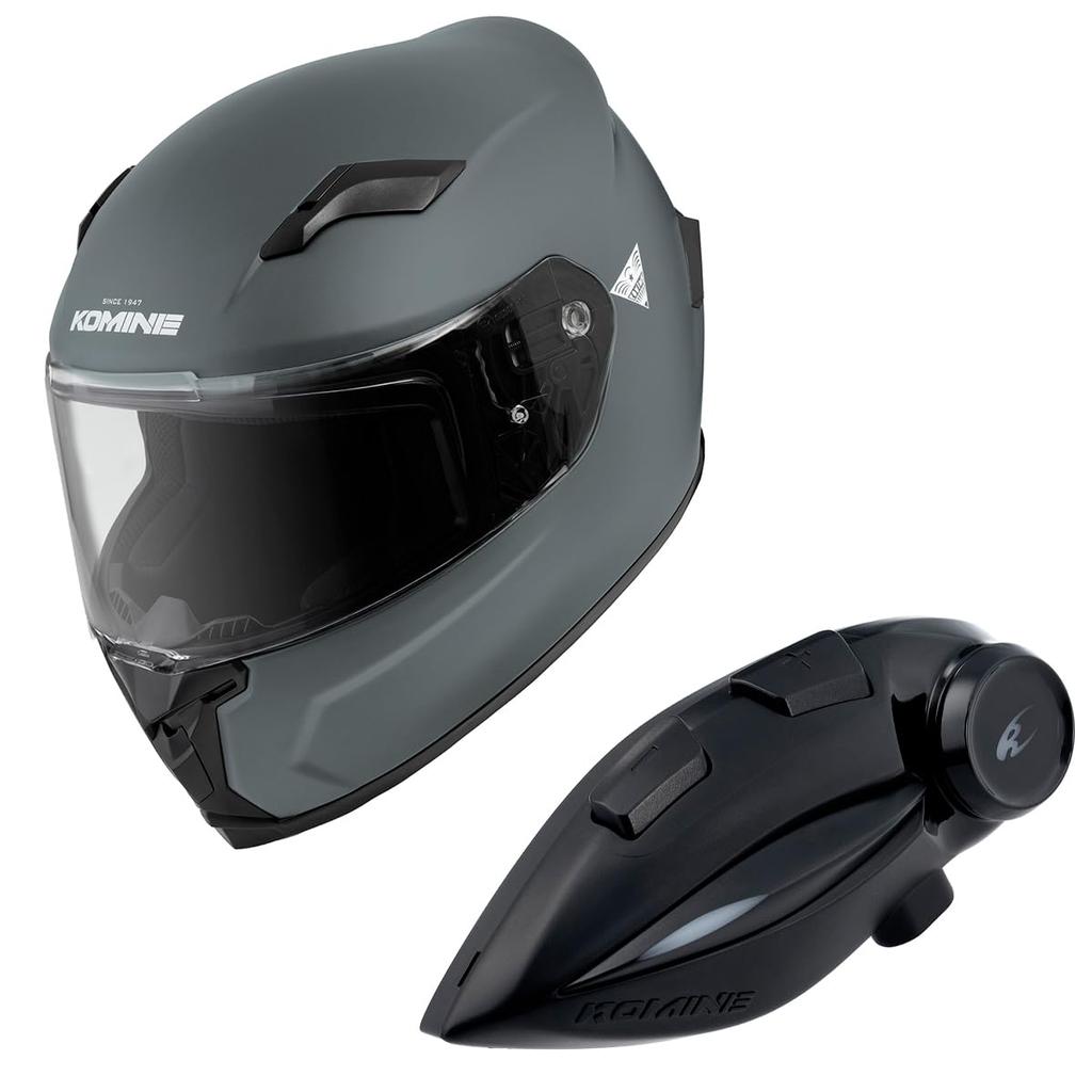 KOMINE FL Full Face Helmet Motorcycle Intercom Basalt Grey XL HK-170 + KK-902