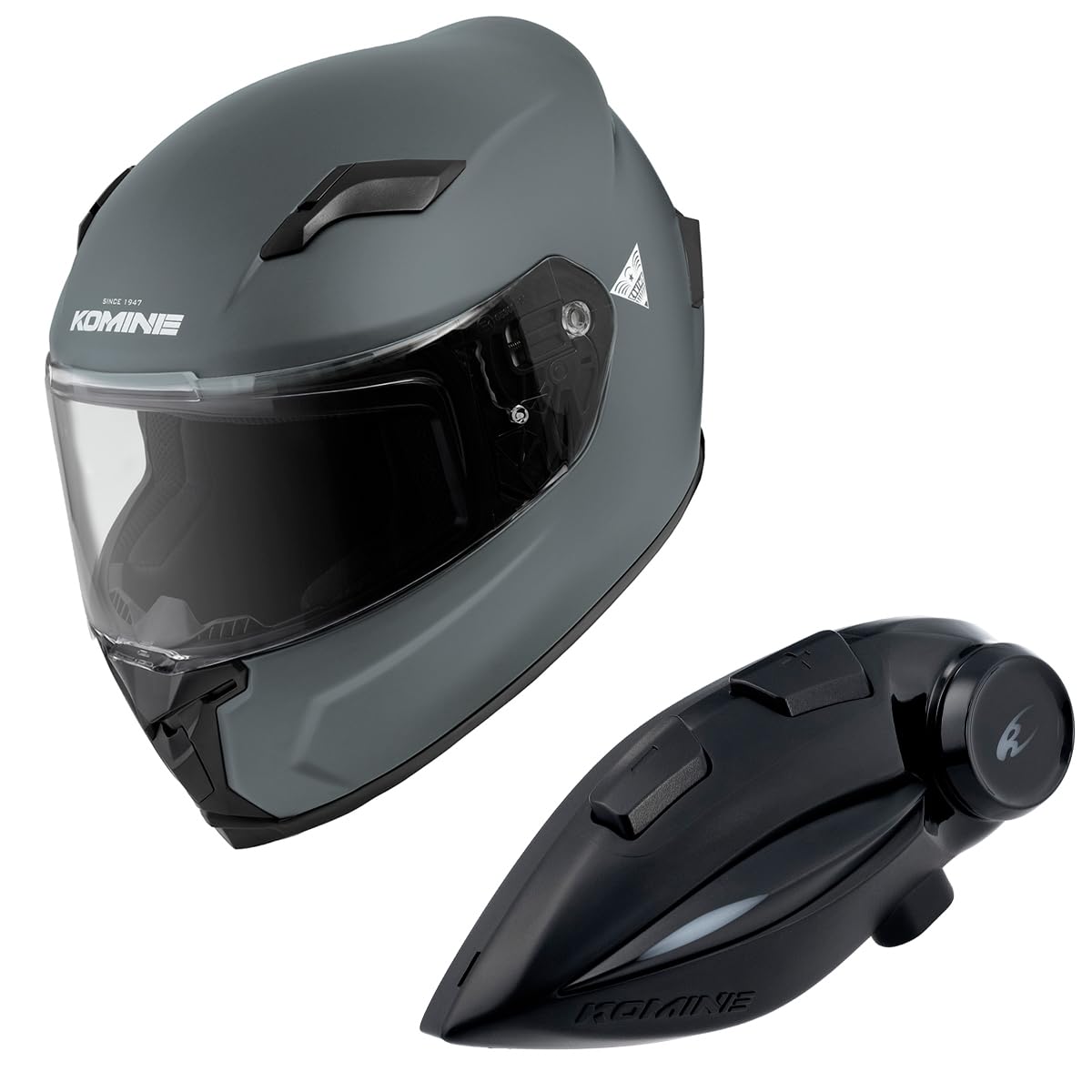 

KOMINE FL Full Face Helmet Motorcycle Intercom Basalt Grey L HK-170 + KK-902