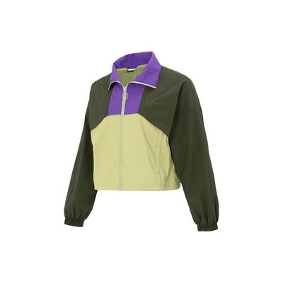 Colorblock Reißverschluss Sportlich Lässig Retro Jacke Damenjacken Grün 623469-31