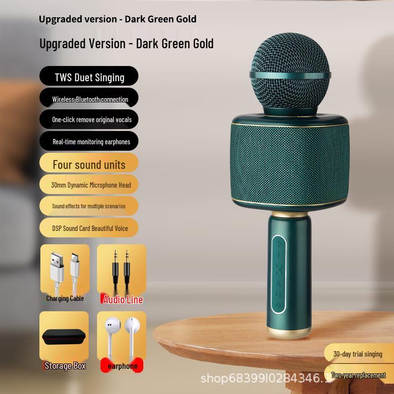 2025 Wireless Bluetooth All-in-One Microphone Speaker with Built-in Sound Card for Home Karaoke, Compatible with Phones & TVs