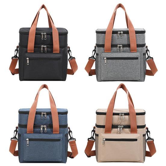 Insulated Lunch Box for Women Men Double Layer Leakproof Lunch Bag with Adjustable Shoulder Strap Waterproof Cooler Bag for Work Travel Camping Picnic