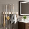 Removable Wall Mounted Mop Rack Space Aluminum Mop Broom Holder Suction Cup Mop Holder  for Kitchen