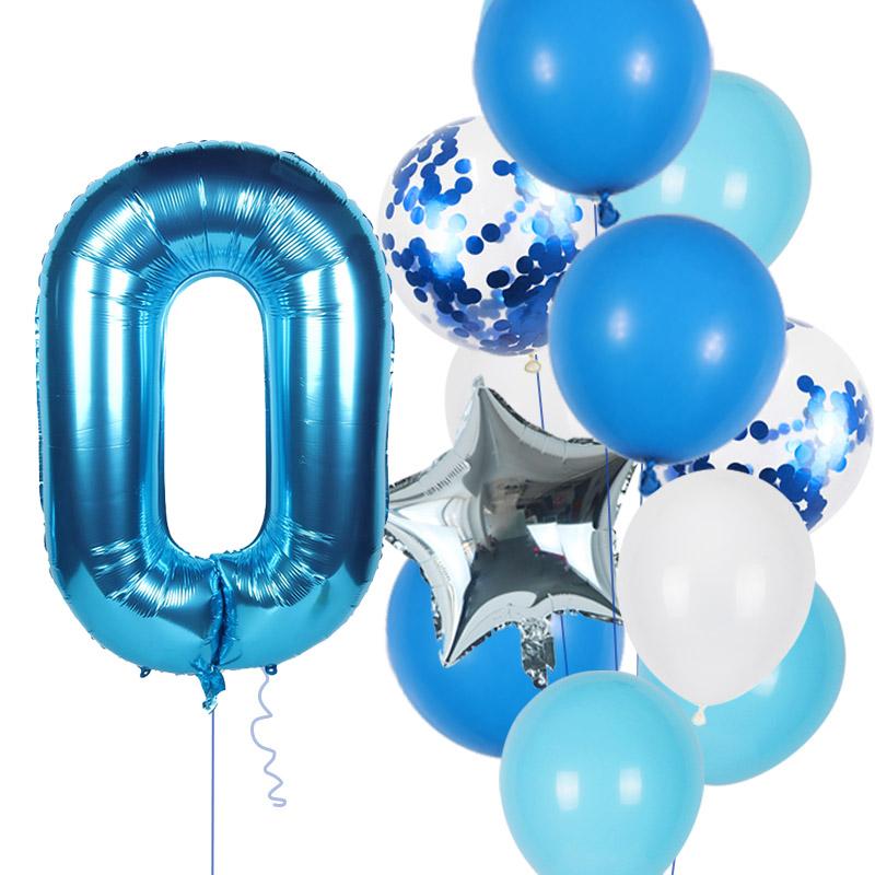 12 bucăți baloane pentru ziua de naștere pentru băiat Balon confetti din latex albastru 40 inch Număr de decorare pentru baloane Copii 1 2 3 4 5 6 7 8 9 Petrecere de aniversare