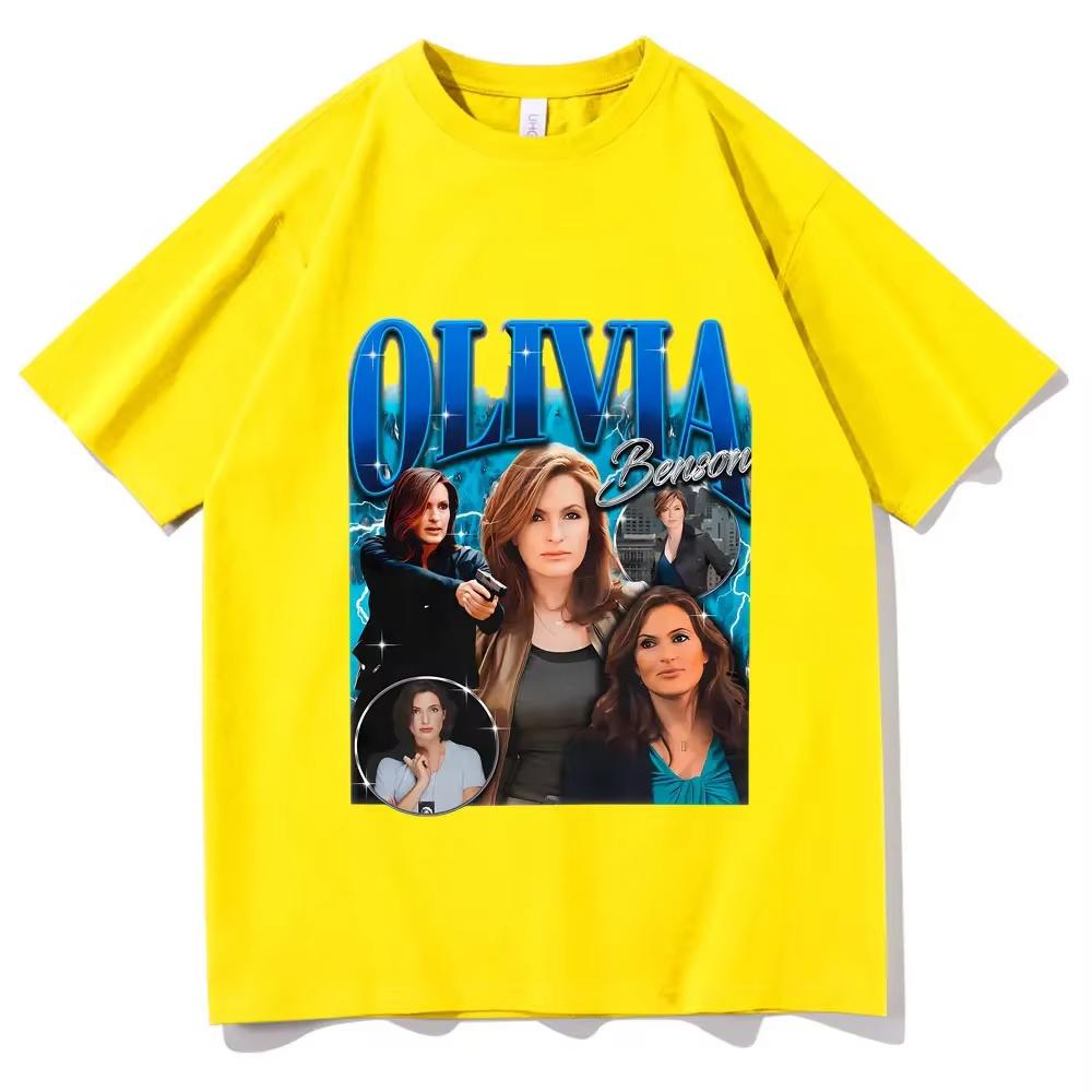 Fashion Retro Olivia Benson T-shirt Women's Super Street Headwear Women's Casual T-shirt Off Shoulder Retro Short Sleeve T-shirt