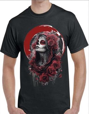 Zuckerschädel Catrina Schwarz Herren T-Shirt Klein Bis 3X-Large Stil 7