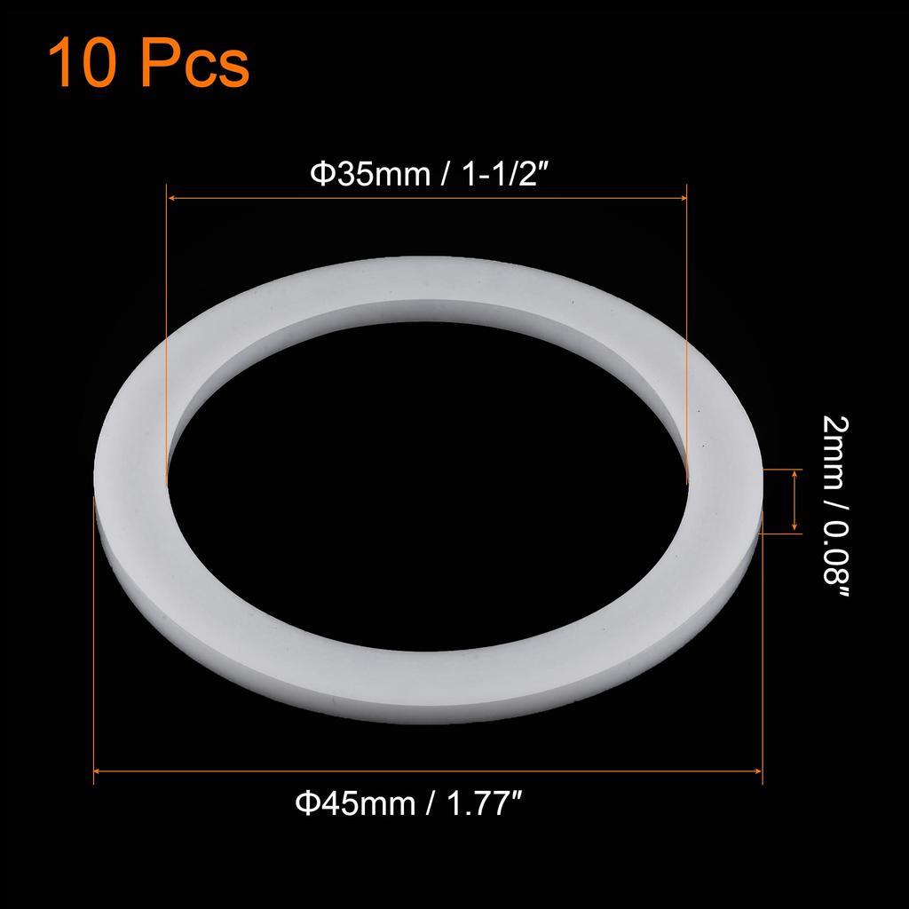 uxcell PTFE Flat Washer, Flange Gasket, Spacer Gasket Washer, 1.8 inches (45 mm), OD