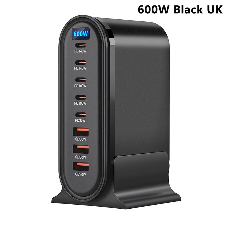 

600 Вт GaN Зарядный хаб Множество портов QC PD USB Type C Адаптер для быстрой зарядки для iPhone 16/15 iPad Macbook Ноутбук Планшет