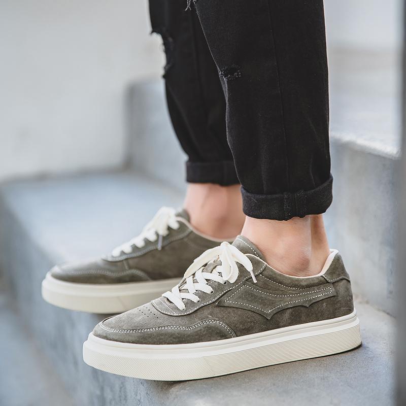 British Casual Shoes Versatile Daily Sports Shoes Men's Suede Leather Shoes Simple Thick Soled Shoes  Men's Work Shoes