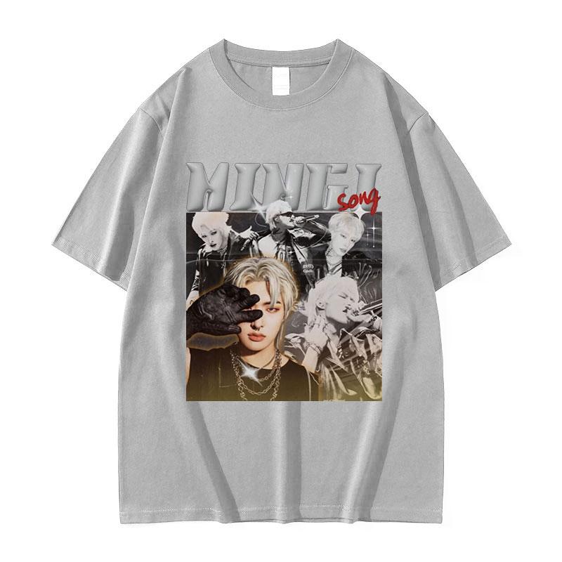 T-shirt Grafica Coreana Ateez MINGI Unisex Hip Hop Retro Moda Manica Corta T-shirt Casual Oversize Cotone Streetwear