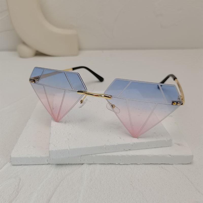 

Diamond Shaped Design Sunglasses for Women Men Vintage Rimless Sun Glasses Retro Party Halloween Festival Decorative Glasses