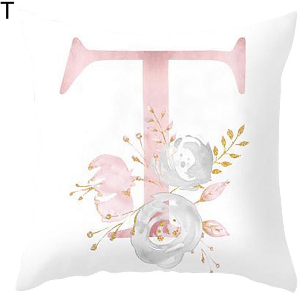 Orion English Alphabet Floral Print Pillow Case Waist Cushion Cover Wedding Bed Decor