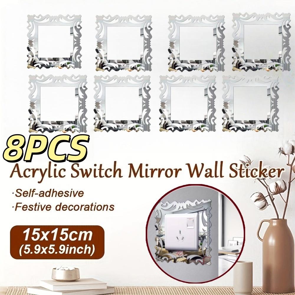 8pcs 3d Wall Sticker Light Switch Cover Mirror Stickers Self-Adhesive on The Wall Home Room Decoration Frame Shape