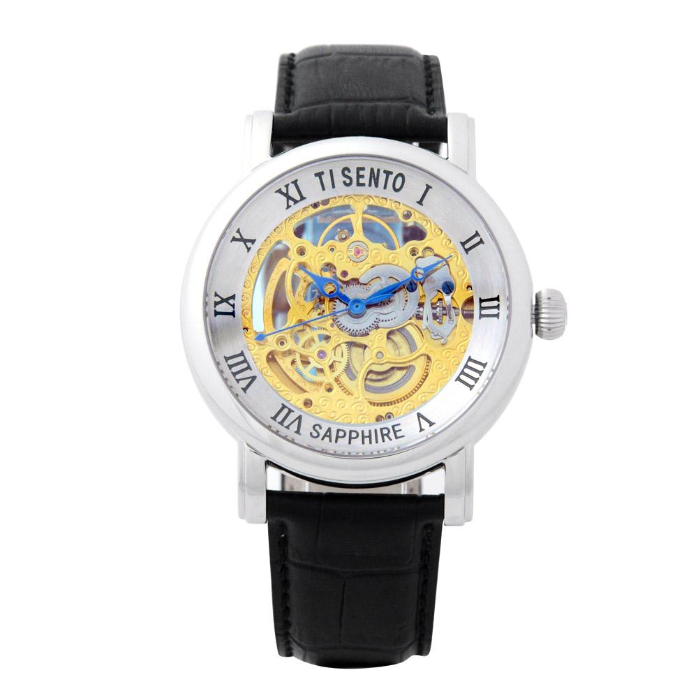 Tisento Ts50061 Men'S Automatic Skeleton Leather Watch