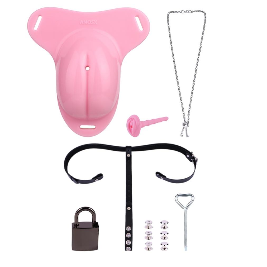 Transvestite Chastity Lock Realistic Vulva Silicone Chastity Pants Penis Restraint Male Anti-ejaculation Chastity Lock Adult Toy