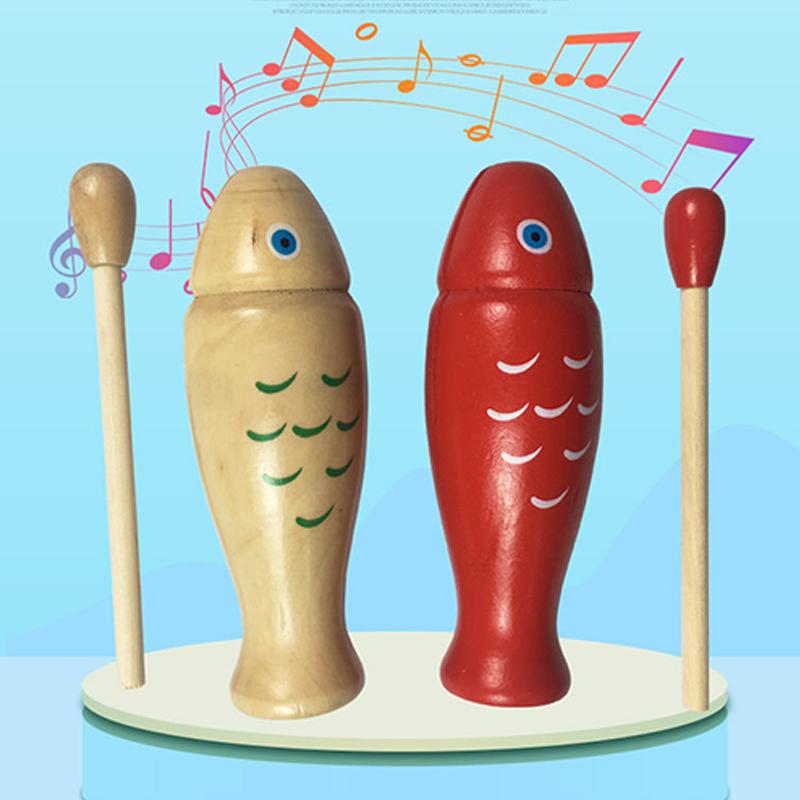 Handschlaginstrument Fischspielzeug aus Holz, pädagogisches multifunktionales Schlagspielzeug in Fischform