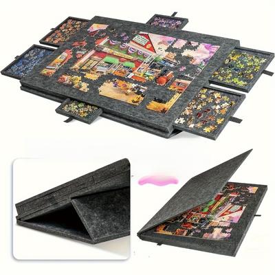 6-in-1 Puzzle Board with 6 Sliding Drawers  Conveniently Stores and Sorts Puzzle Pieces for Kids' Educational & Puzzle Storage
