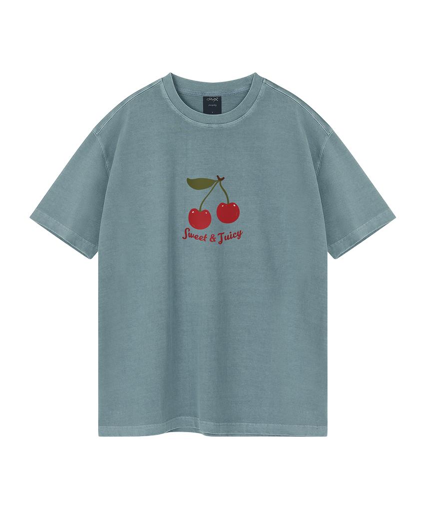 WILDROCK Juicy Cherry Pigment Oversized Short Sleeve T-Shirt (Cropped) (Type B)