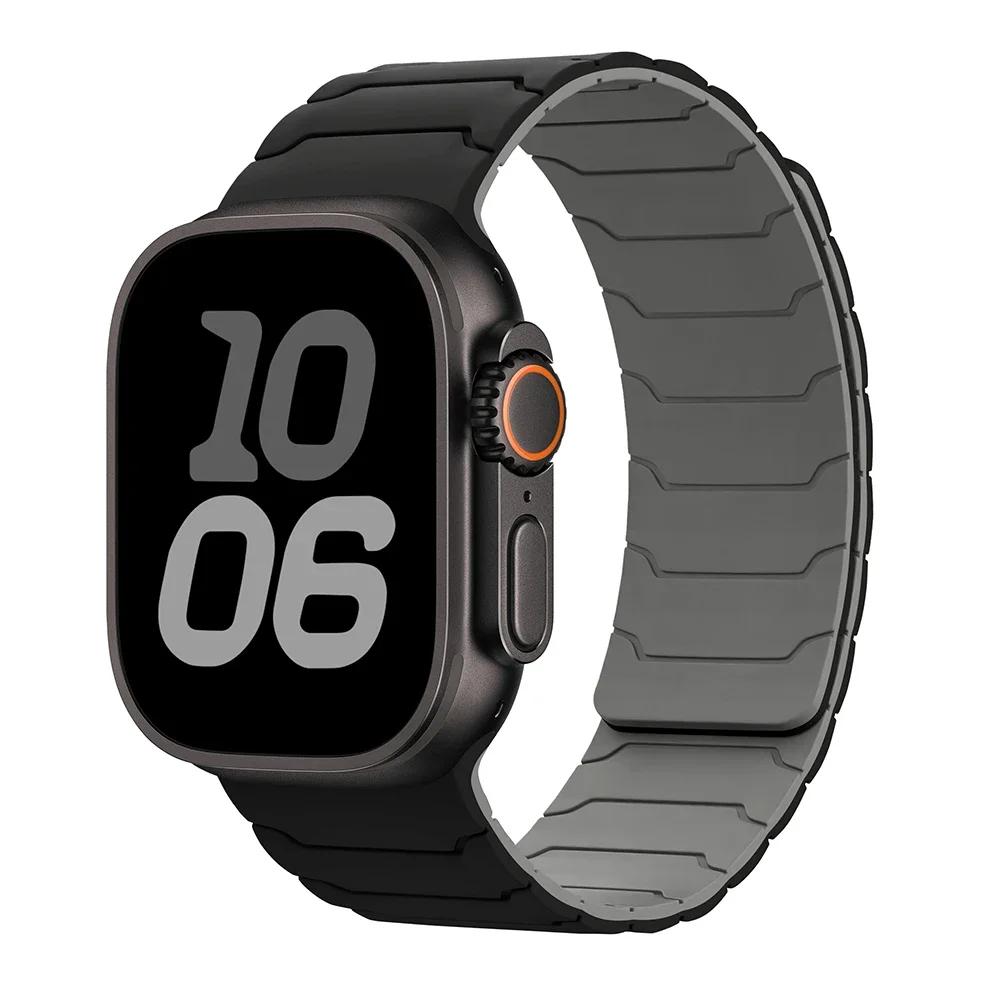 Strap For Apple Watch Ultra 2 Band 49mm 44mm 45mm 40mm 42mm 46mm 41mm 38mm Magnetic Silicone Bracelet IWatch Series 10 SE 9 8 7
