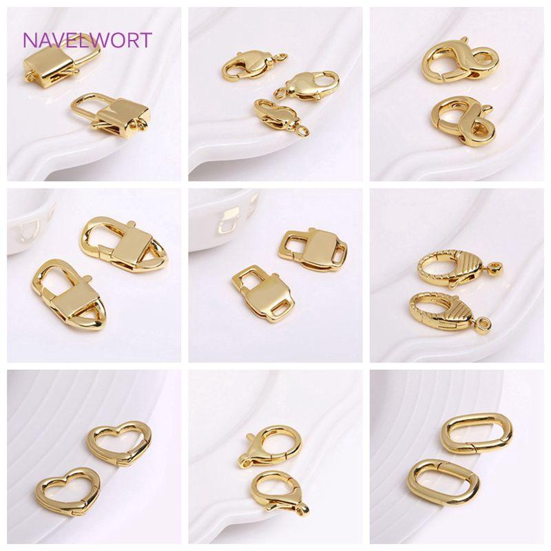 Trendy Gold Plated Brass Heart/Oval Push Clasp Carabiner Spring Clasps For DIY Handmade Jewelry Making Accessories