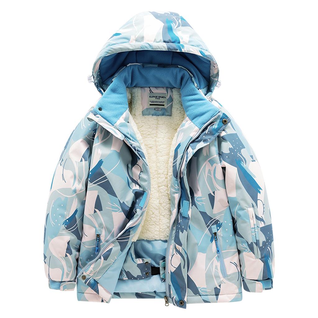 Children's Fashion Print Ski Suit Boys' And Girls' Thickened Waterproof Warm Ski Jacket