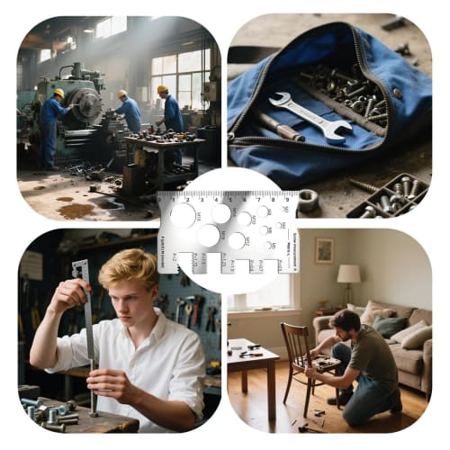 Thread Size Checker - Bolt & Nut Measuring Tool - Stainless Steel Thread Measuring Tool for Mechanics, Engineers, and Manufacturing Technicians