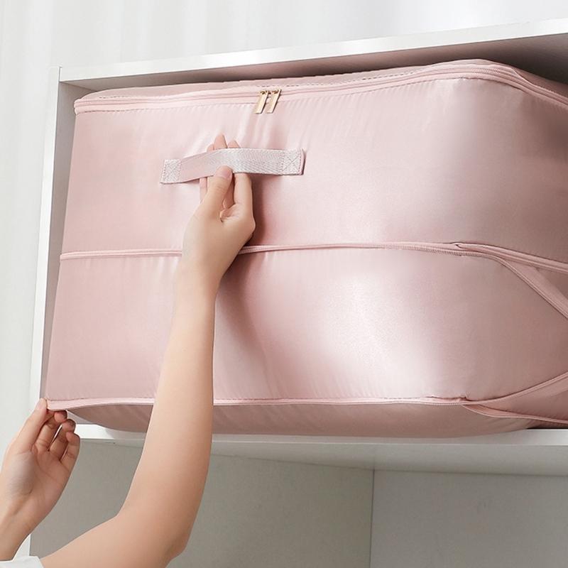 Large Capacity Satins Storage Bag for Seasonal Clothing and Bedding Dustproof Quilt and Clothes Organization Supplies