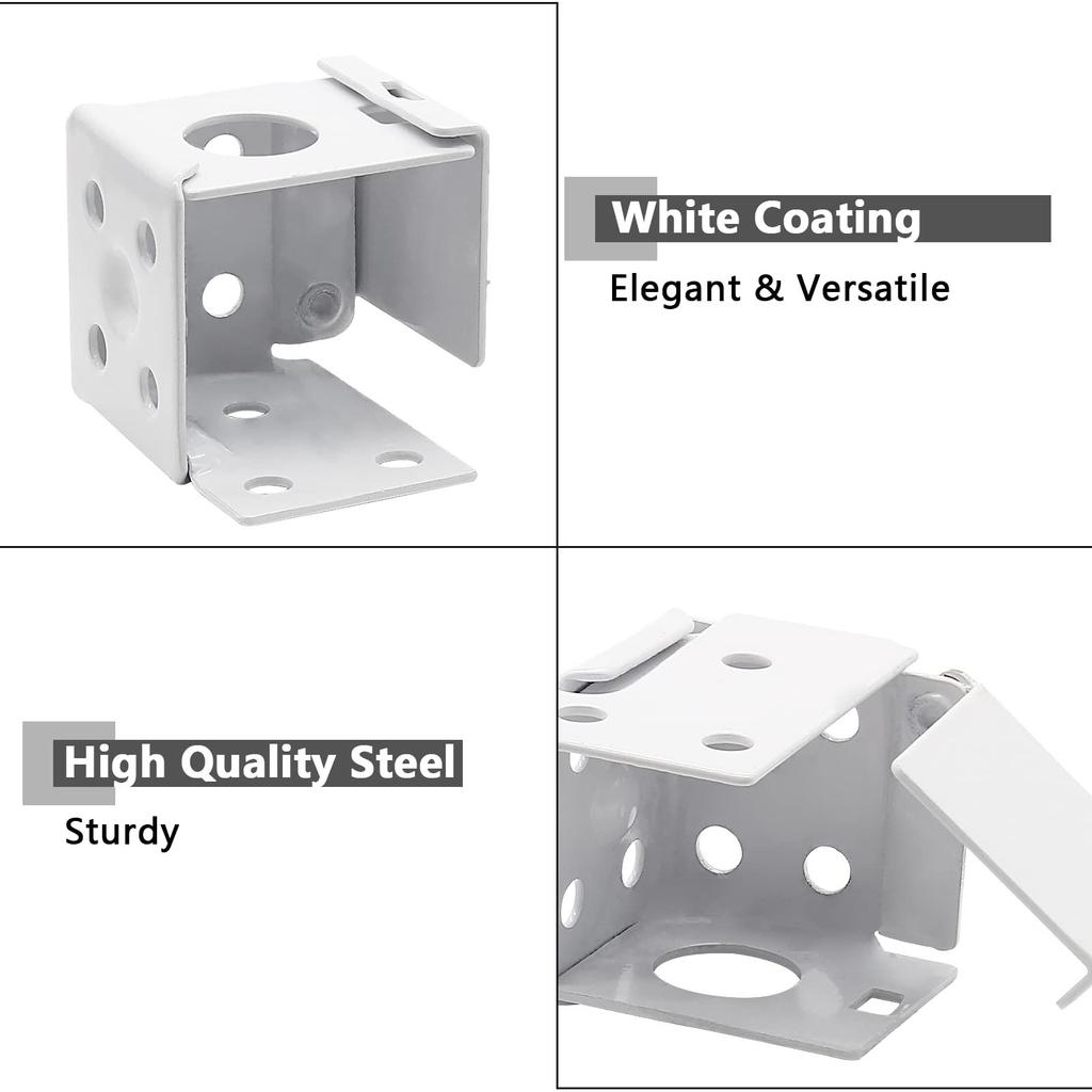 Pack of 4 Low Profile 1Inch White Blind Brackets Metal Construction for Home Use