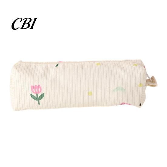 Girls Pencil Case Cute Floral Case, Mini Cotton Pouch for Pens Pencils Erasers, Lightweight Zipper Storage Bag Students, Kawaii Stationery Organizer