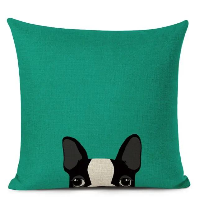 Dekoracyjna poszewka na poduszkę w stylu kreskówkowym z uroczym mopsikiem i buldogiem francuskim, drukowana poszewka na poduszkę do dekoracji domu, sofy