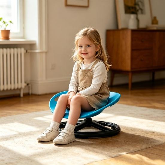 Sensory Spinning Chair for Kids, Body Coordination Balance Training Swivel Chair, Rotatable Seat with Metal Base, Sit And Spin Sensory Toy for