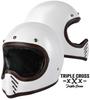 RIDEZ VMX PSC SG Full Face Motorcycle Vintage Motocross TRIPLE CROSS Helmet, Off-Road, White, W-L